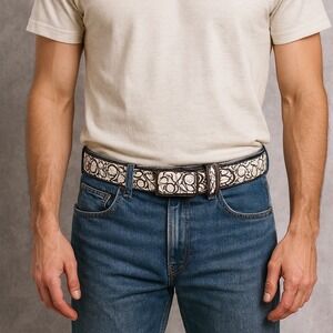 Cintó Mens Western Floral Laser Embossed Leather Belt Leather Buckle Size 38